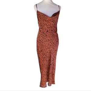 Buddy Love Tiff Satin Slip Dress Abstract Animal Print Brown Black Size Small